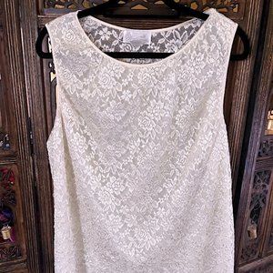 WONDERMAID WHITE FLORAL SLEEVELESS BLOUSE TOP 2X